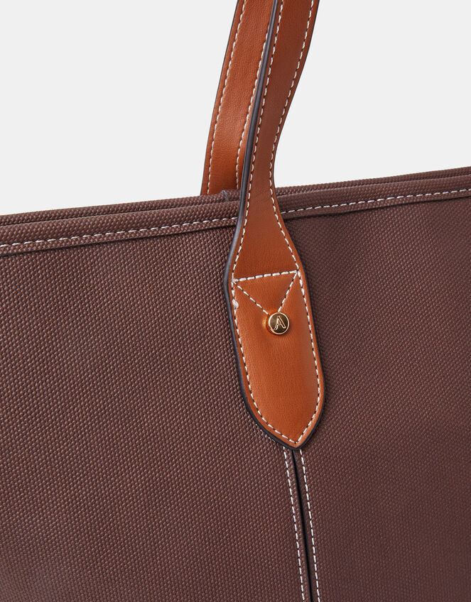 Plain Tote Bag, Brown (CHOCOLATE), large