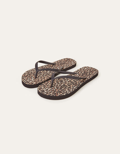 Leopard Print Flip Flops, Multi (DARKS-MULTI), large