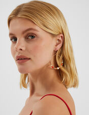 Beaded Hoop Mid Drop Earrings, , large