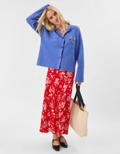 Plain Collar Cardigan, Blue (BLUE), large