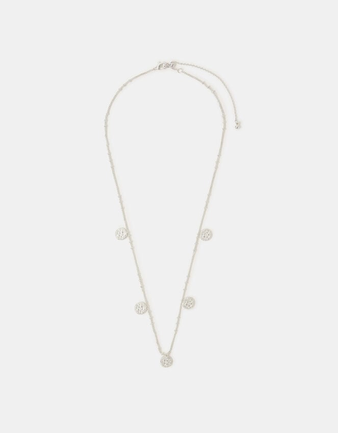 Sterling Silver-Plated Coin Charm Necklace, , large