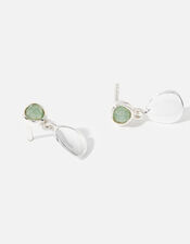 Sterling Silver Aventurine Pebble Drop Earrings, , large