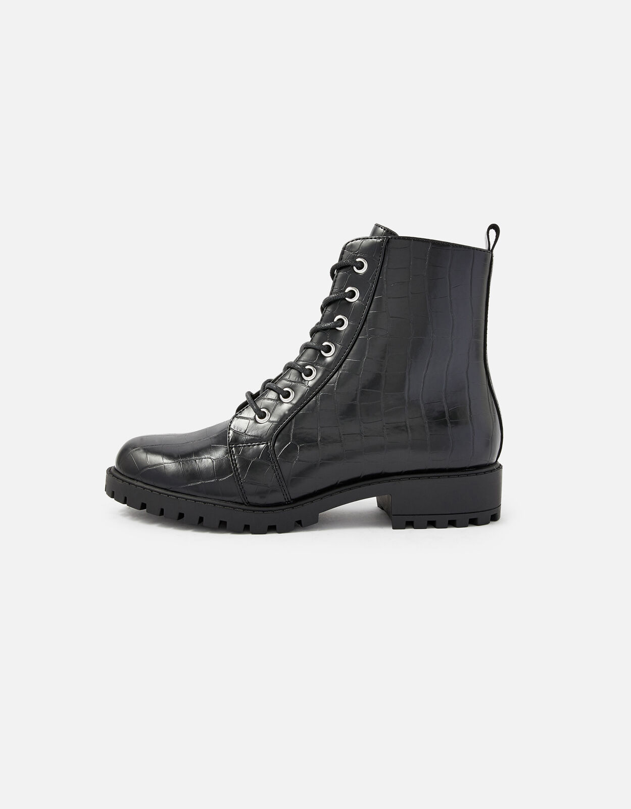 Croc print lace up boots shop