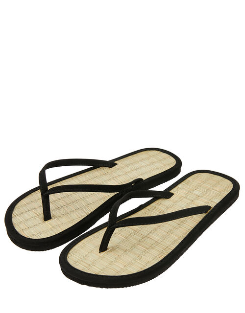 black seagrass flip flops