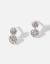 Sterling Silver Drop Layer Sparkle Studs, , large