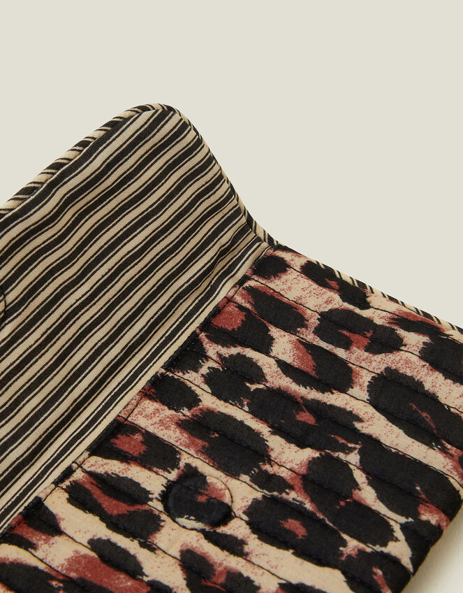 Quilted Leopard Print Soft Sunglasses Case, , large
