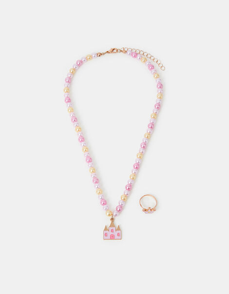 Girls Princess Charm Necklace and Ring Set, , large