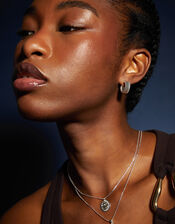 Sterling Silver-Plated Chunky Ridge Hoop Earrings, , large