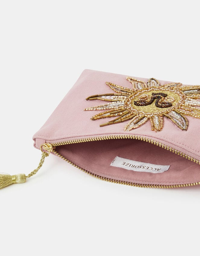 Sun Embellished Zip Pouch, , large