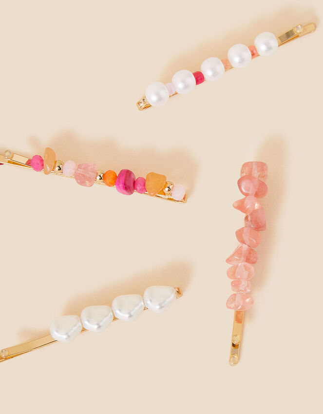Pearl Gem Hair Slides 4 Pack, , large
