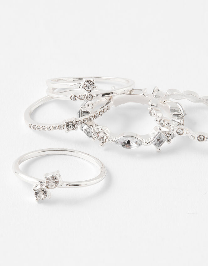 Engagement Stacking Rings with Recycled Metal, White (CRYSTAL), large