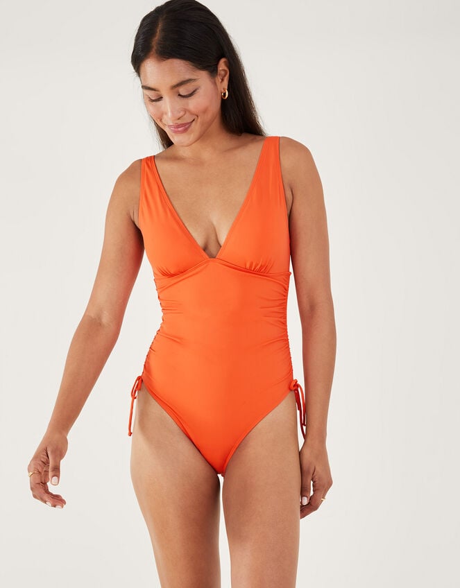 Ruched Side Shaping Swimsuit, Orange (ORANGE), large