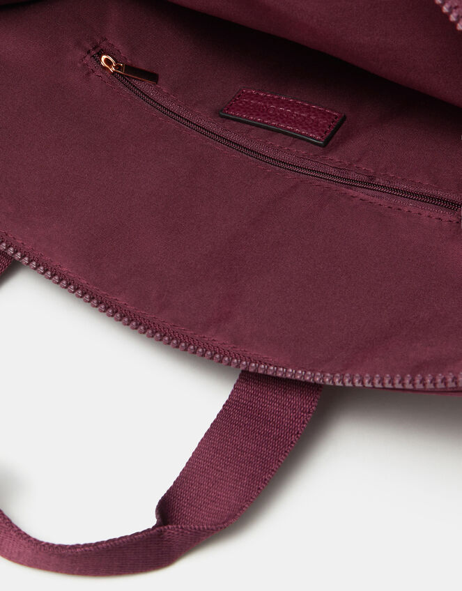 Top Handle Nylon Backpack, Red (BURGUNDY), large