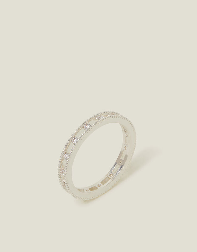 Sterling Silver-Plated Diamant&eacute; Band Ring, Silver (ST SILVER), large