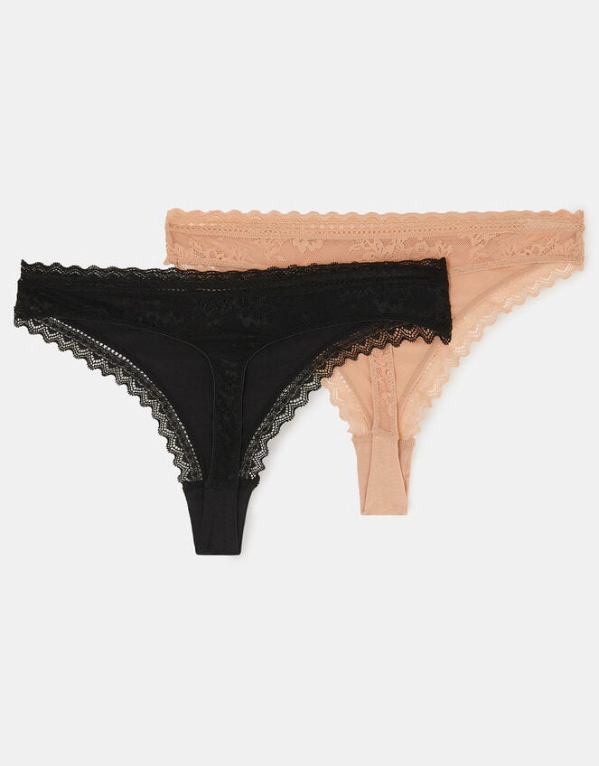 2-Pack Lace-Trim Thongs, Multi (ASSORTED), large