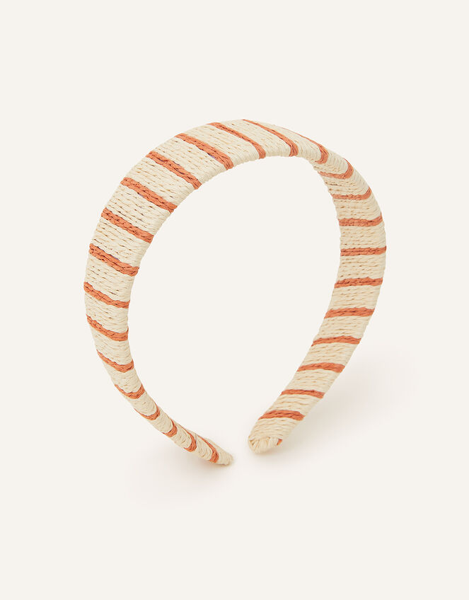 Stripe Raffia Headband, , large