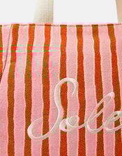 Slogan Stripe Beach Tote Bag, , large