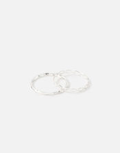 Sterling Silver Link and Twist Ring Twinset, Silver (ST SILVER), large