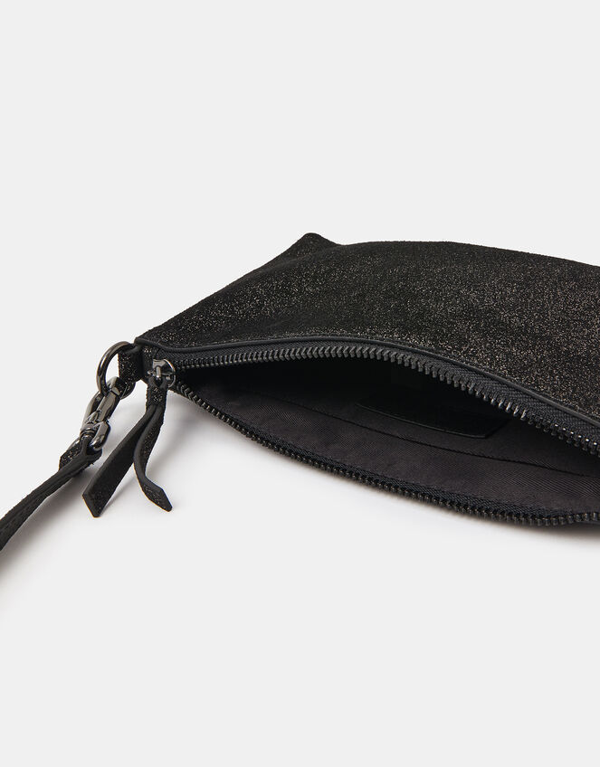 Metallic Leather Crossbody Bag, Black (BLACK), large