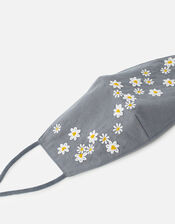 Embroidered Daisy Print Face Covering , , large