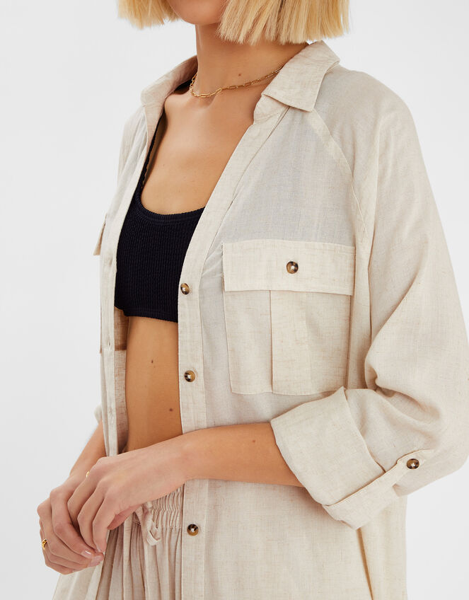 Long Sleeve Shirt Beach Cover-Up, Camel (BEIGE), large