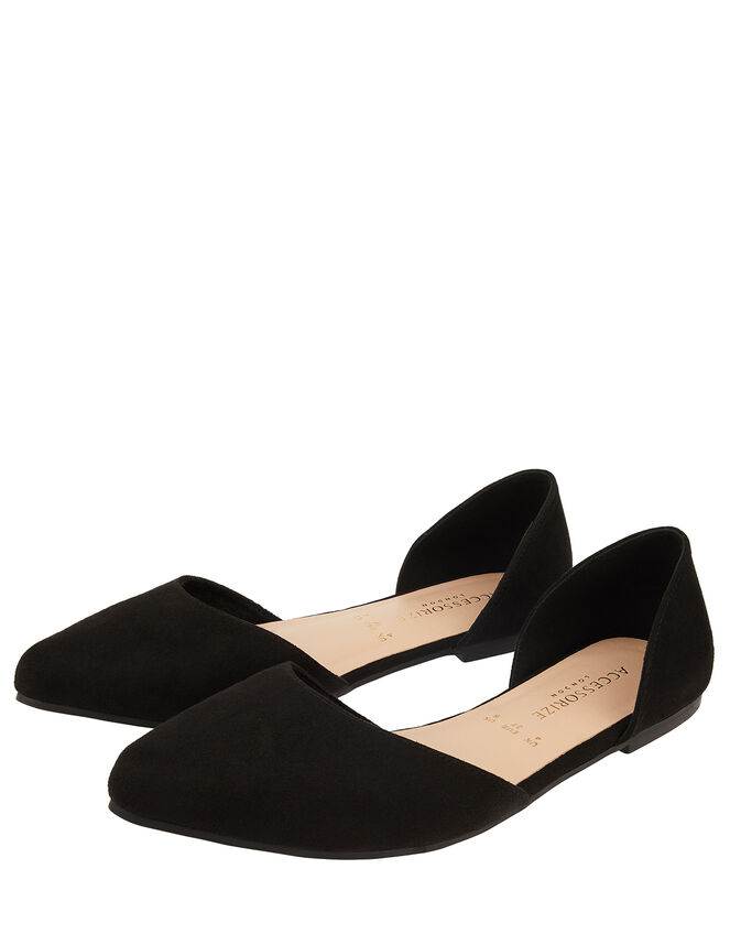 Two-Part Point Toe Flat Shoes, Black (BLACK), large