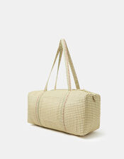 Floral Embroidered Check Weekend Bag, , large