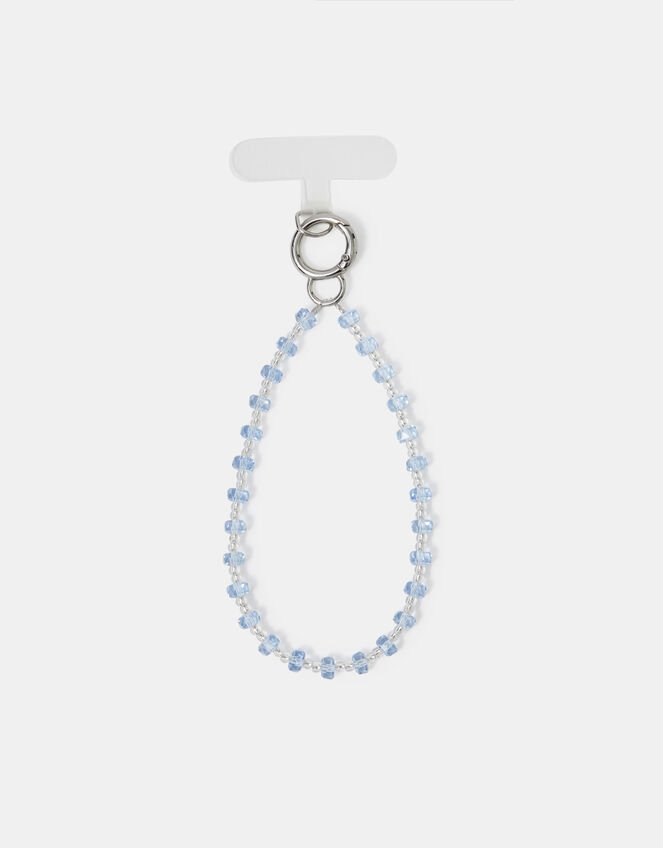 Beaded Wrist Phone Strap, Blue (BLUE), large