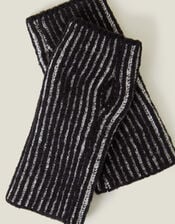 Rib Knit Fingerless Gloves, Black (BLACK), large