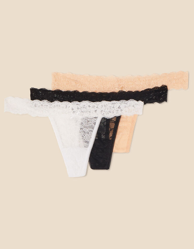 Lace Thong Set of Three, Multi (ASSORTED), large
