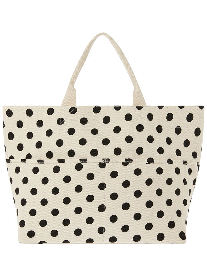 Woven Polka-Dot Tote Bag, , large