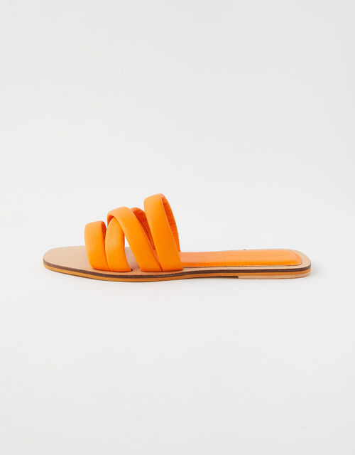 Sophie Strappy Leather Sliders, Orange (ORANGE), large