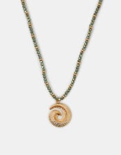 Swirl Pendant Beaded Necklace Green, , large