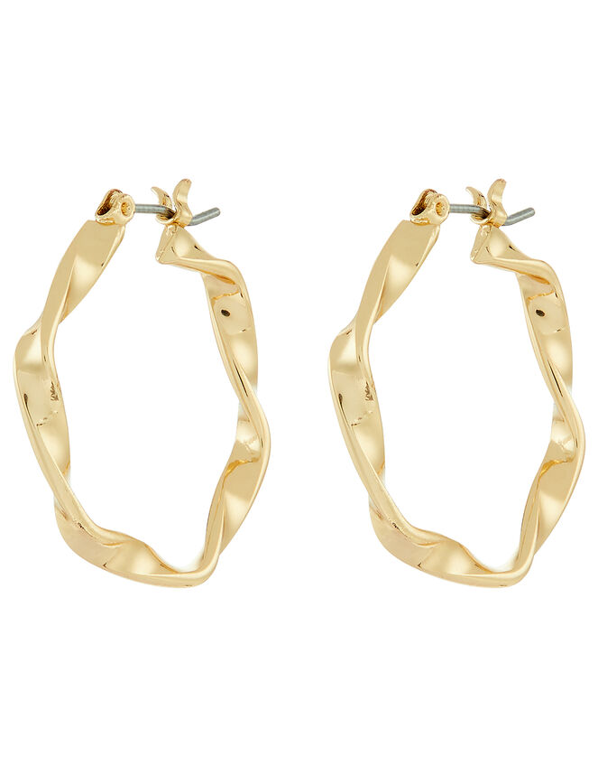 Small Twist Hoop Earrings, Gold (GOLD), large