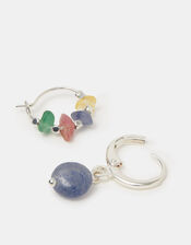 2-Pack Sterling Silver-Plated Aventurine Hoop Earrings, , large