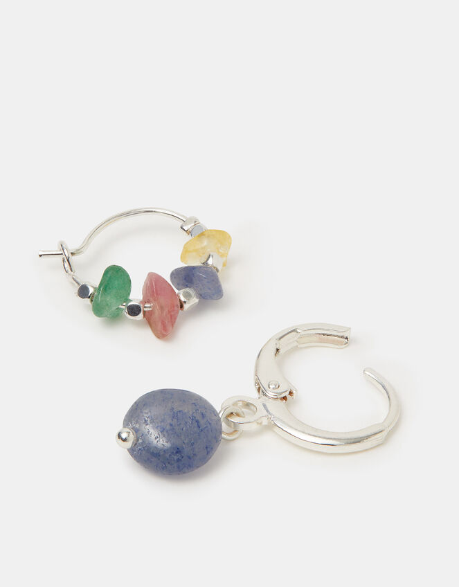 2-Pack Sterling Silver-Plated Aventurine Hoop Earrings, , large