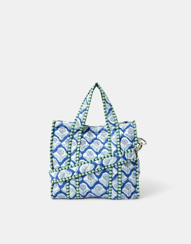Small Dandelion Print Quilted Tote Bag, , large