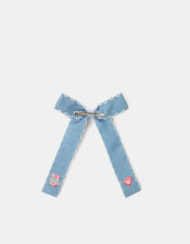 Girls Chambray Bow Hair Clip, , large