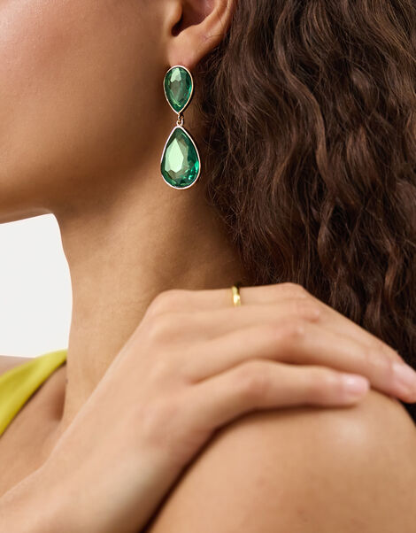 Double Gem Teardrop Earrings, , large