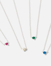 Sterling Silver Birthstone Necklace , Multi (BRIGHTS-MULTI), large