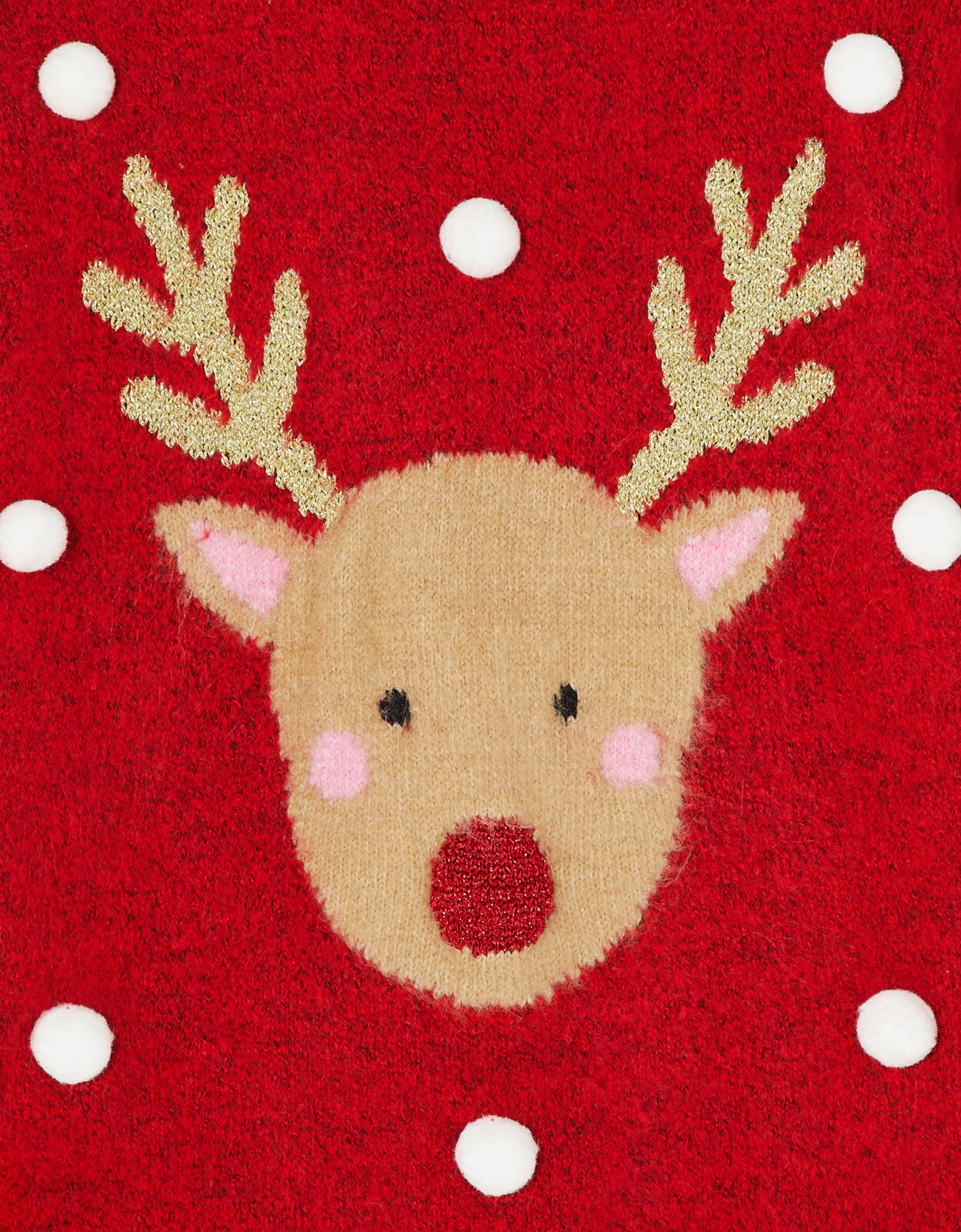 Girls Reindeer Christmas Jumper Red