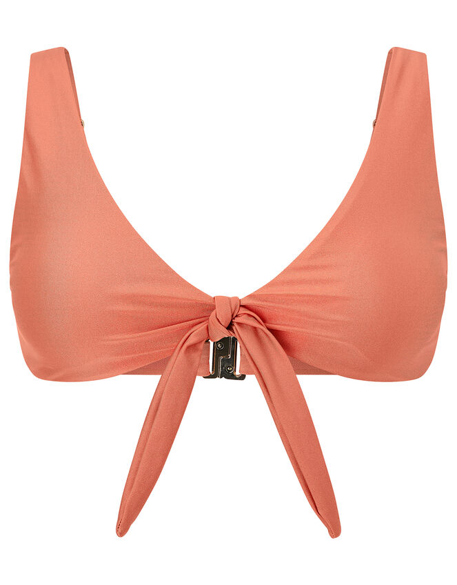 Tie Front Bikini Top, Orange (CORAL), large