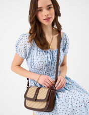 Woven Crossbody Bag, Brown (CHOCOLATE), large