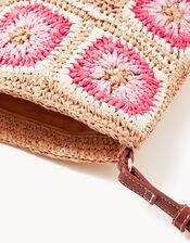 Crochet Raffia Cross-Body Bag, , large