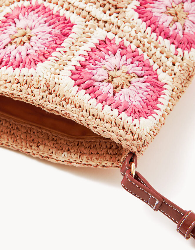 Crochet Raffia Cross-Body Bag, , large