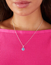 Sterling Silver-Plated Aventurine Pendant Necklace, , large