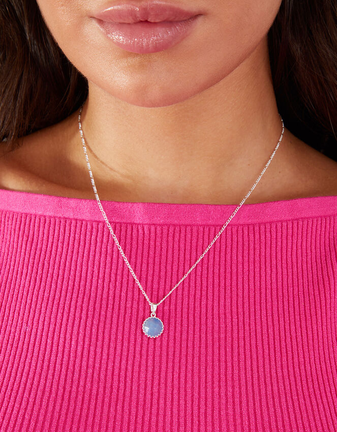 Sterling Silver-Plated Aventurine Pendant Necklace, , large