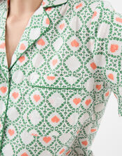 Heart Print Ruffle Shorts Pyjama Set, Ivory (IVORY), large