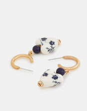 Flower Heart Charm Drop Earrings, , large