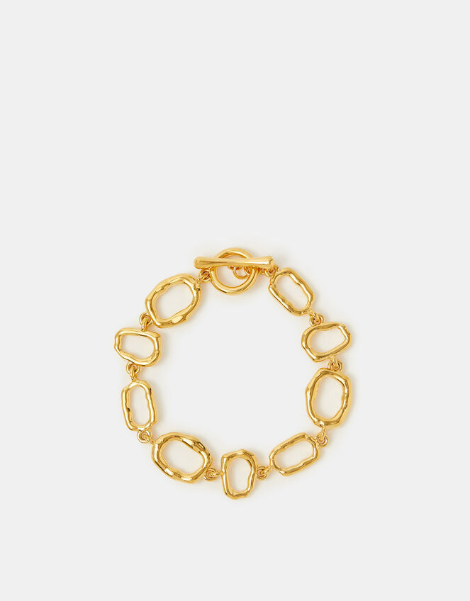 Stainless Steel Molten Chain T-Bar Bracelet, , large